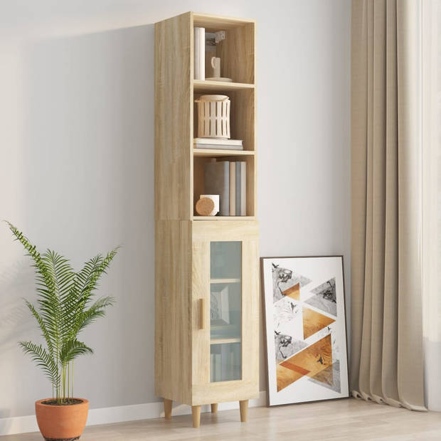 The Living Store Wandkast Sonoma Eiken - Zwevende kast met voldoende opbergruimte - Stevig bewerkt hout - 34.5x32.5x90