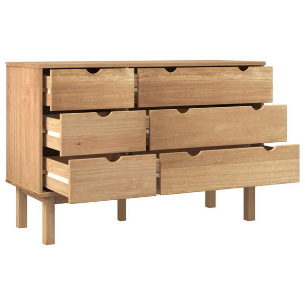 The Living Store OTTA houten ladekast - 111x42x73.5 cm - massief grenenhout - 6 lades