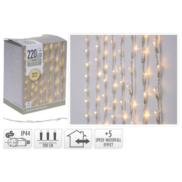 Gordijnverlichting - 220Led - 200 x 100 cm - Warm Wit