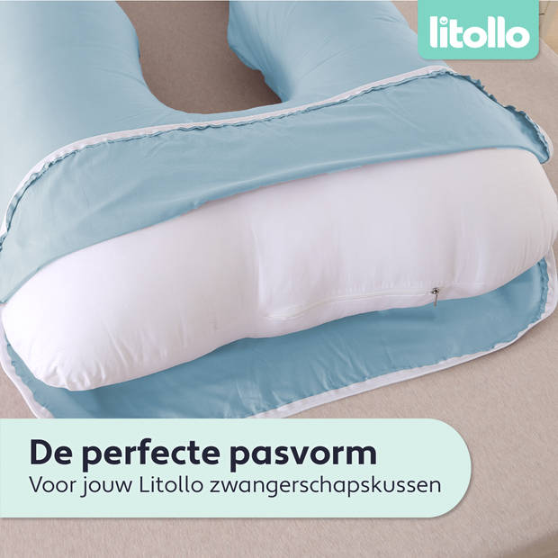 Litollo® Zwangerschapskussen hoes XXL 280cm - Ventilerend katoen - Blauw