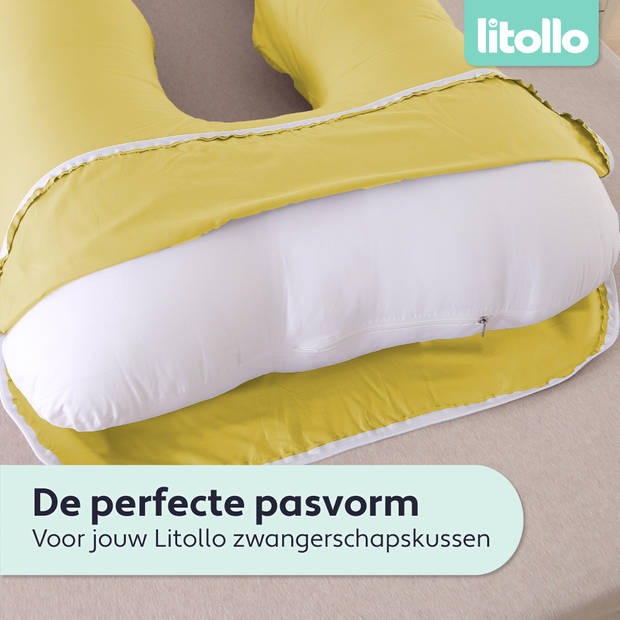 Litollo® Zwangerschapskussen hoes XXL 280cm - Ventilerend katoen - Okergeel