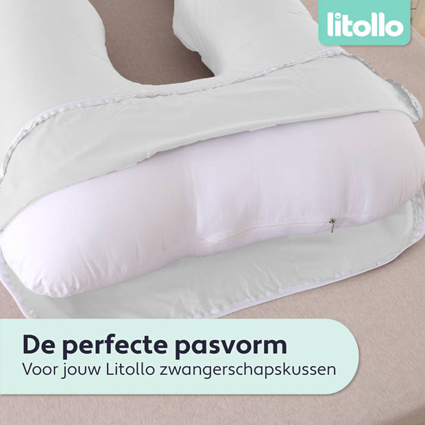 Litollo® Zwangerschapskussen hoes XXL 280cm - Ventilerend katoen - Wit