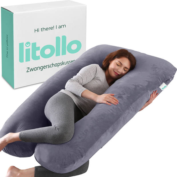 Litollo® Zwangerschapskussen XXL Voedingskussen Lichaamskussen 280cm Zachte fleece stof Body pillow