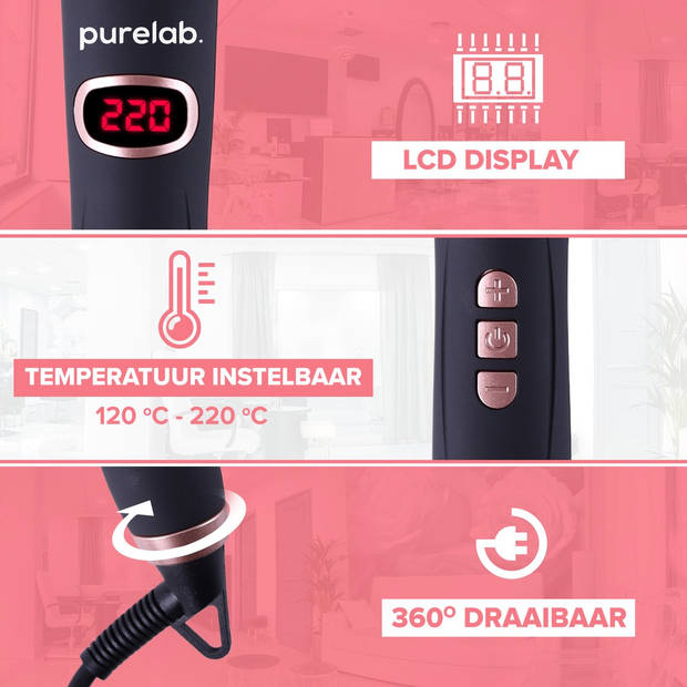 Purelab 6-in-1 Keramische Krultang - Haarkruller met Opzetstukken - Incl. Handschoen en Haarclips - Curling Iron - 120-2