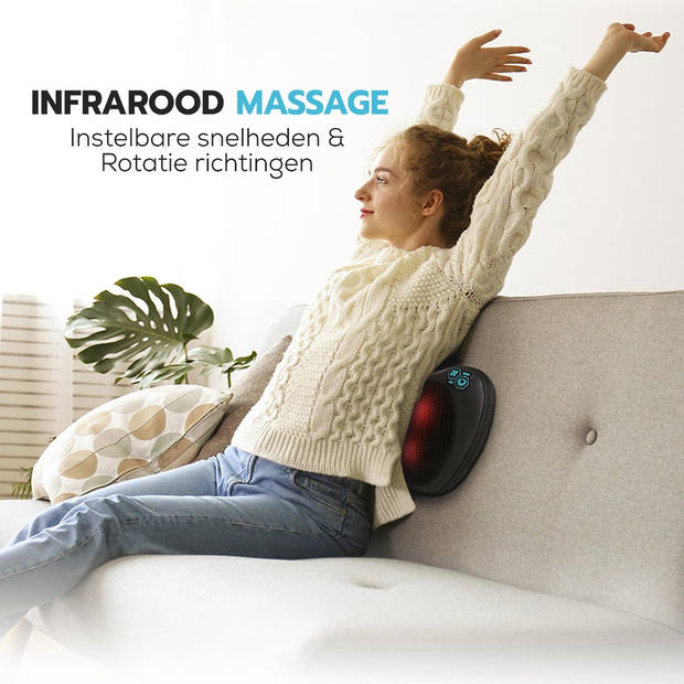 Qumax Massagekussen - Warmte Functie - Elektrisch Shiatsu Massage Kussen - Voor Thuis en Auto - Zwart