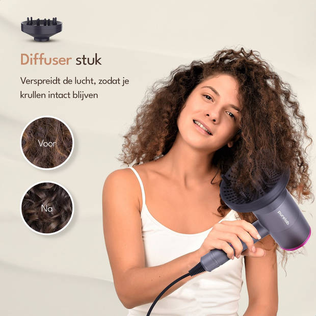 Purelab Ionische Föhn PRO - Haardroger met Diffuser - 3 Standen - Zwart
