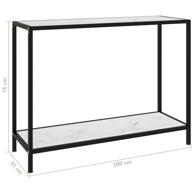 vidaXL Wandtafel 100x35x75 cm gehard glas wit