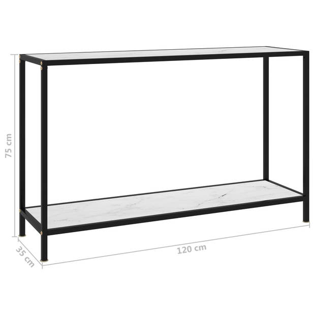 vidaXL Wandtafel 120x35x75 cm gehard glas wit