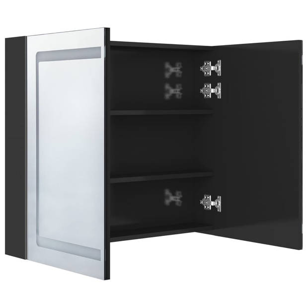 vidaXL Badkamerkast met spiegel en LED 80x12x68 cm glanzend zwart