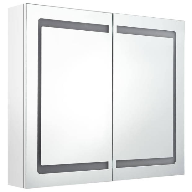 vidaXL Badkamerkast met spiegel en LED 80x12x68 cm glanzend wit