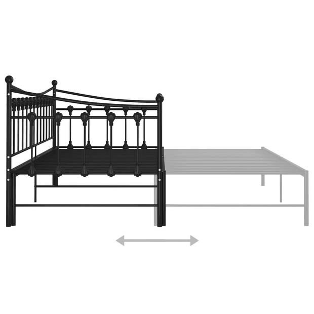 vidaXL Slaapbankframe uittrekbaar metaal zwart 90x200 cm