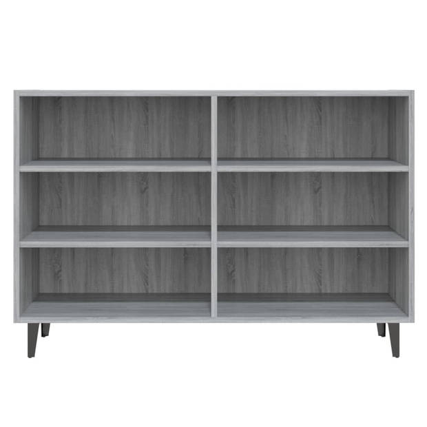 The Living Store Dressoir Industrieel - Grijs Sonoma Eiken - 103.5x35x70 cm - Met 6 schappen