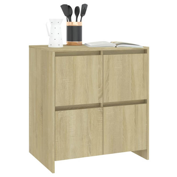 vidaXL Dressoirs 2 st 70x41x75 cm bewerkt hout sonoma eikenkleurig