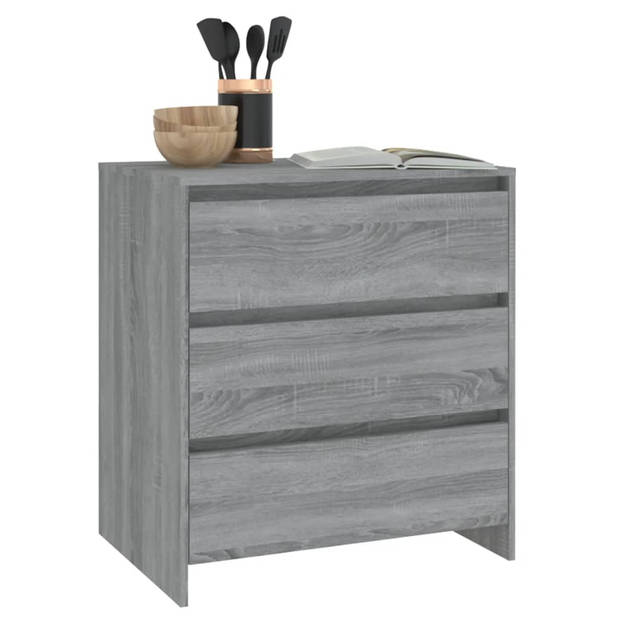 The Living Store Dressoir Bijzetkast - 70 x 41 x 75 cm - Grijs Sonoma Eiken - Montage vereist