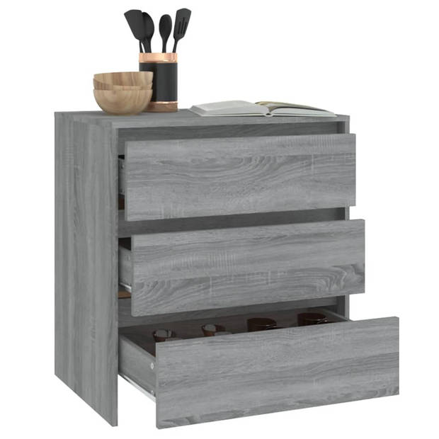 The Living Store Dressoir Bijzetkast - 70 x 41 x 75 cm - Grijs Sonoma Eiken - Montage vereist