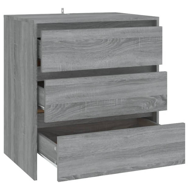 The Living Store Dressoir Bijzetkast - 70 x 41 x 75 cm - Grijs Sonoma Eiken - Montage vereist