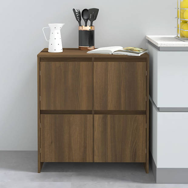 The Living Store Dressoir Minimalistisch Bruineiken 4 Deuren 70x41x75 cm