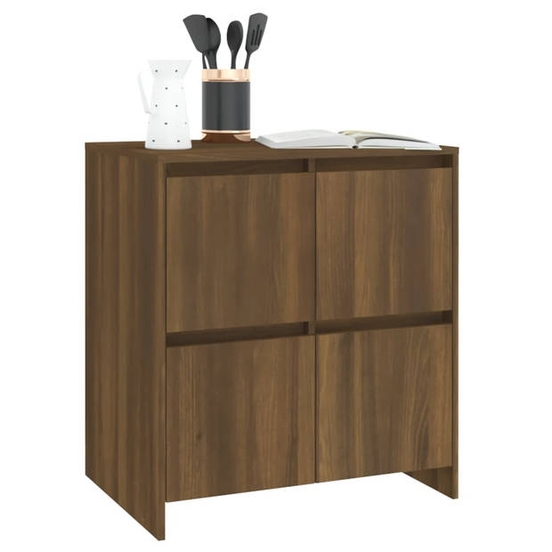 The Living Store Dressoir Minimalistisch Bruineiken 4 Deuren 70x41x75 cm