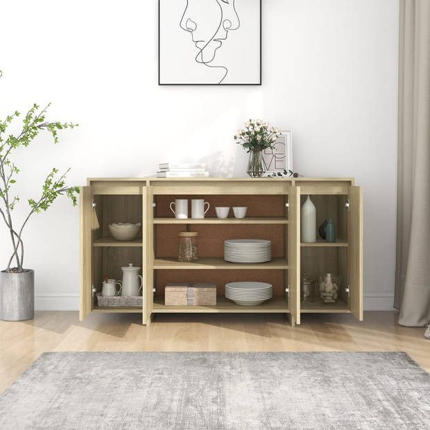 The Living Store Dressoir Bijzetkast - 135 x 41 x 75 cm - Sonoma eiken - Montage vereist