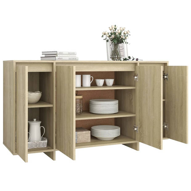 vidaXL Dressoir 135x41x75 cm bewerkt hout sonoma eikenkleurig