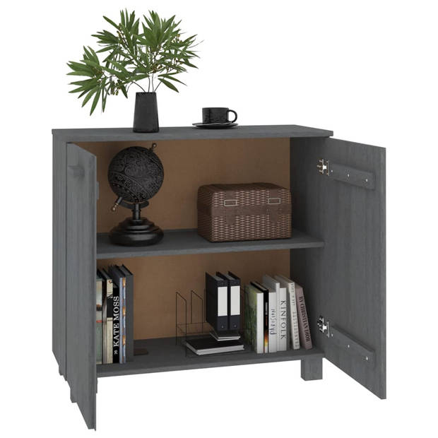 The Living Store HAMAR Houten Dressoir - 85 x 35 x 80 cm - Donkergrijs