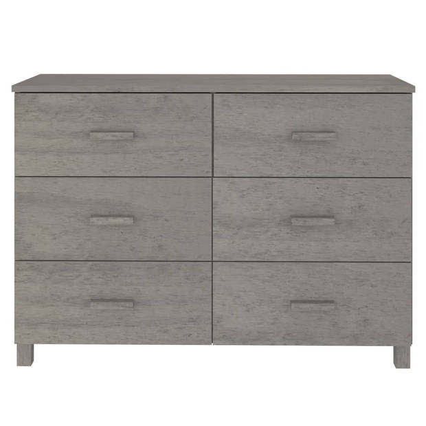 The Living Store HAMAR Dressoir - Lichtgrijs - 113 x 40 x 80 cm - Massief grenenhout