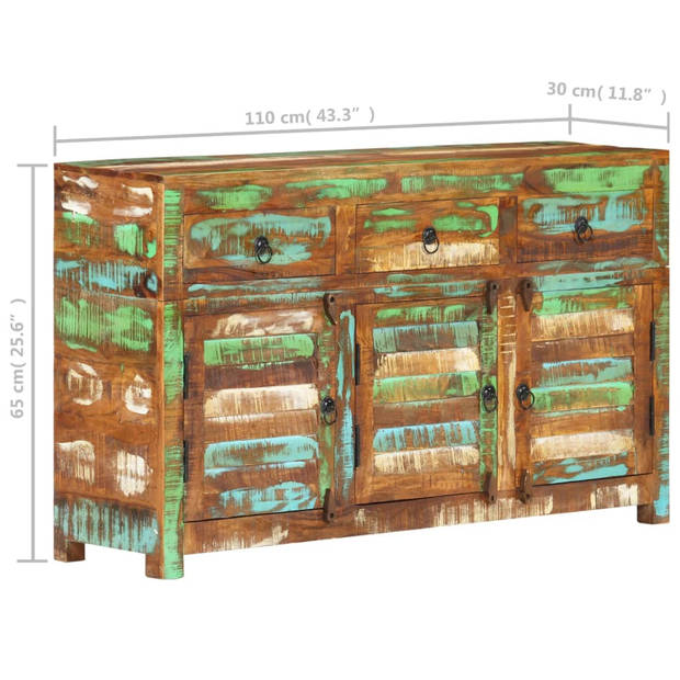 The Living Store Dressoir Valley - Opbergkast - 110 x 30 x 65 cm - Massief gerecycled hout