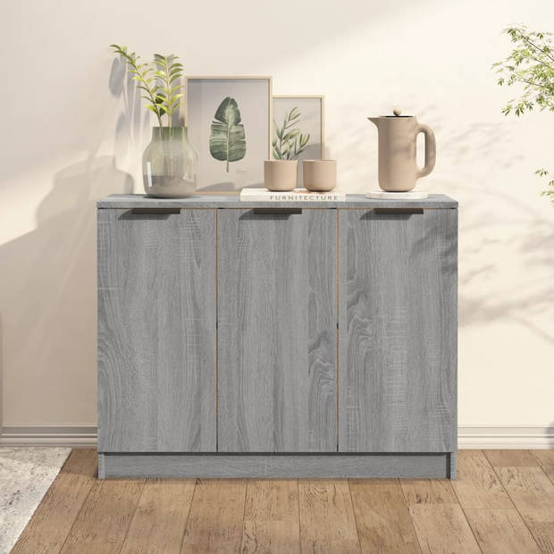 The Living Store Dressoir - Modern Charme - Hout - 90.5 x 30 x 70 cm - Grijs Sonoma Eiken