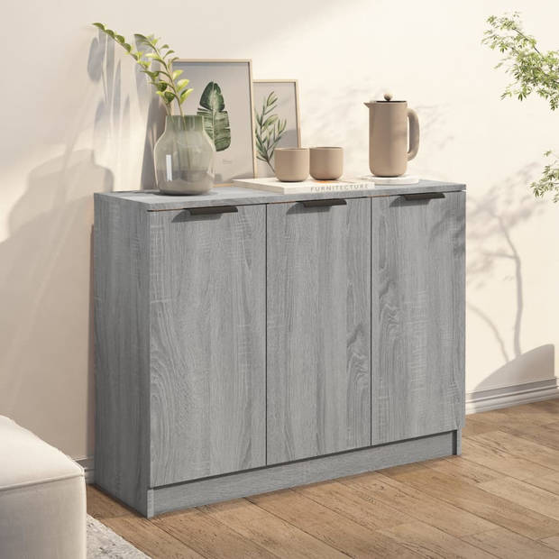 The Living Store Dressoir - Modern Charme - Hout - 90.5 x 30 x 70 cm - Grijs Sonoma Eiken