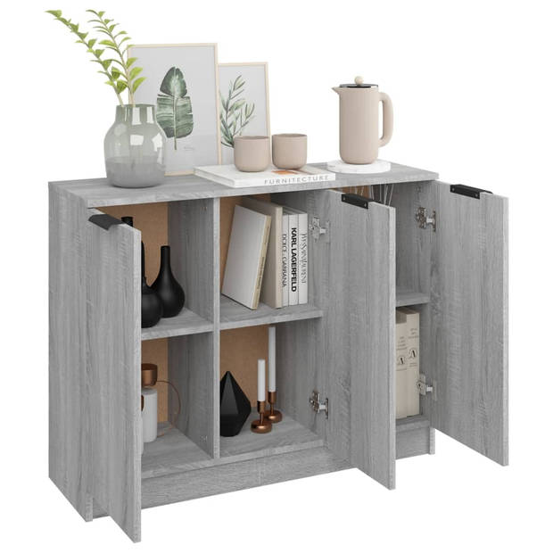 The Living Store Dressoir - Modern Charme - Hout - 90.5 x 30 x 70 cm - Grijs Sonoma Eiken