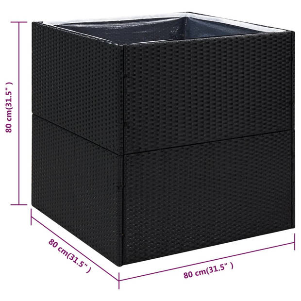 vidaXL Plantenbak 80x80x80 cm poly rattan zwart