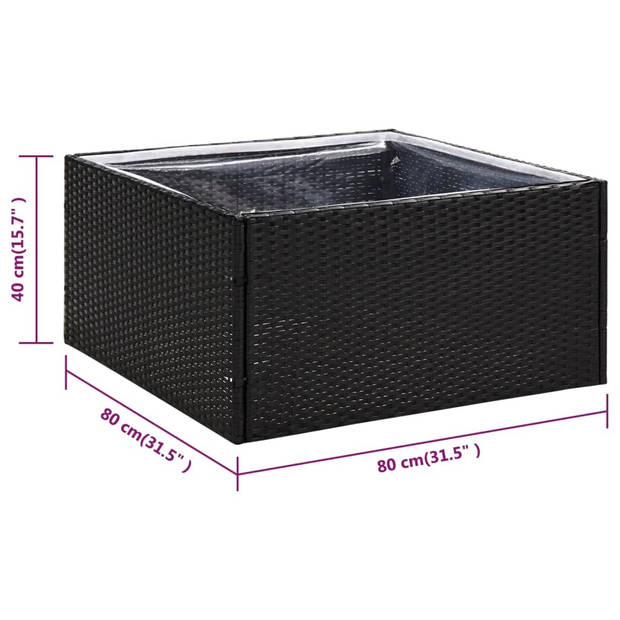 vidaXL Plantenbak 80x80x40 cm poly rattan zwart