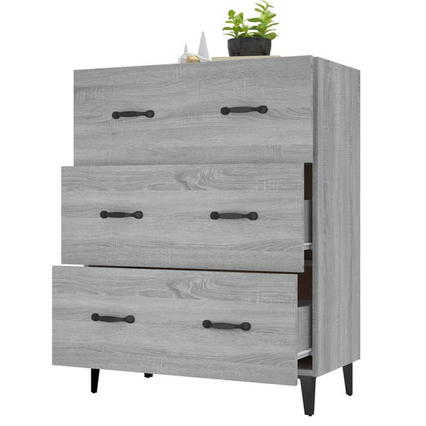 vidaXL Dressoir 69,5x34x90 cm bewerkt hout grijs sonoma eikenkleurig