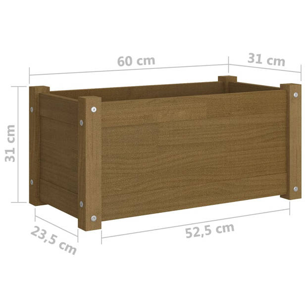 vidaXL Plantenbak 60x31x31 cm massief grenenhout honingbruin