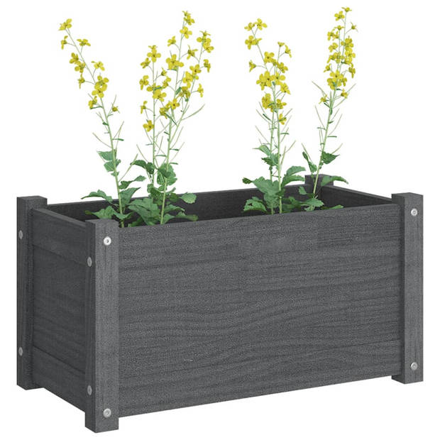 vidaXL Plantenbak 60x31x31 cm massief grenenhout grijs