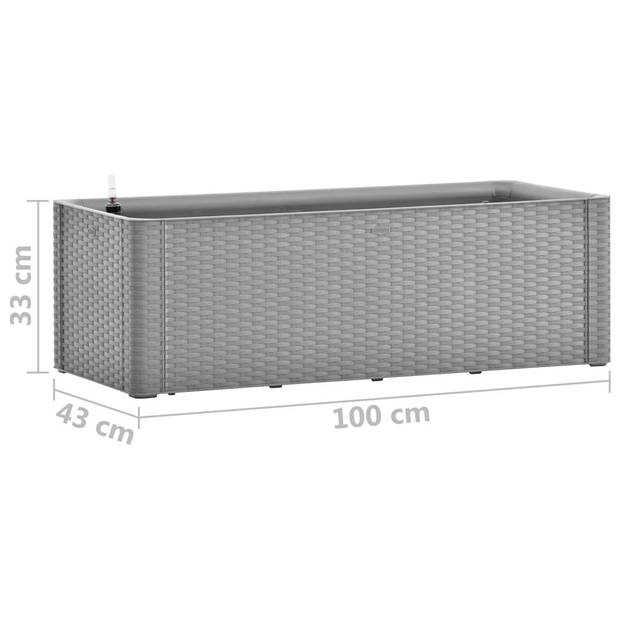 The Living Store Zelfwatergevende Tuinbak - Steengrijs - 100 x 43 x 33 cm - 90 L - PP - Rattan-look