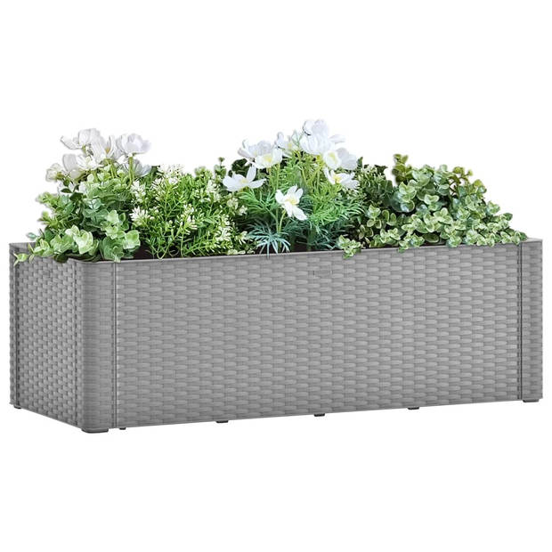 The Living Store Zelfwatergevende Tuinbak - Steengrijs - 100 x 43 x 33 cm - 90 L - PP - Rattan-look