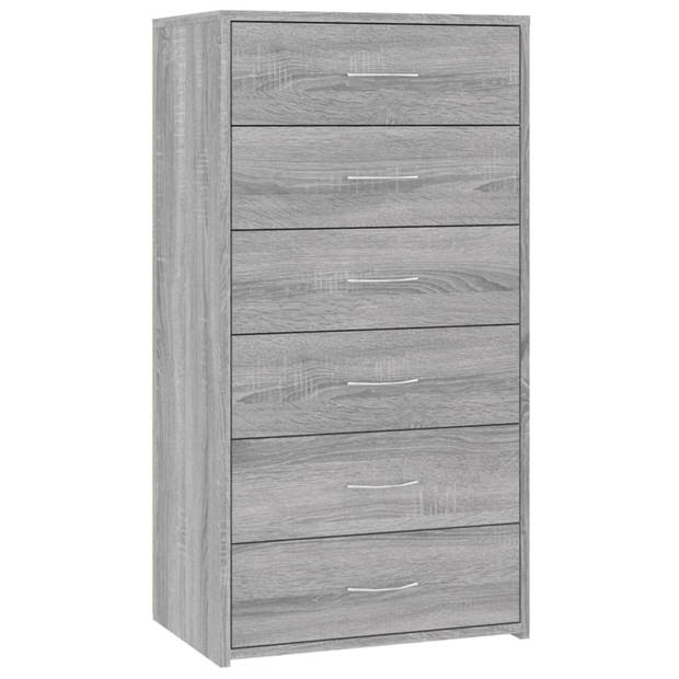 vidaXL Dressoir met 6 lades 50x34x96 cm bewerkt hout grijs sonoma