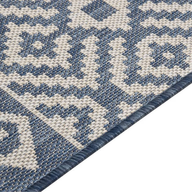 vidaXL Buitenkleed met patroon platgeweven 80x150 cm blauw