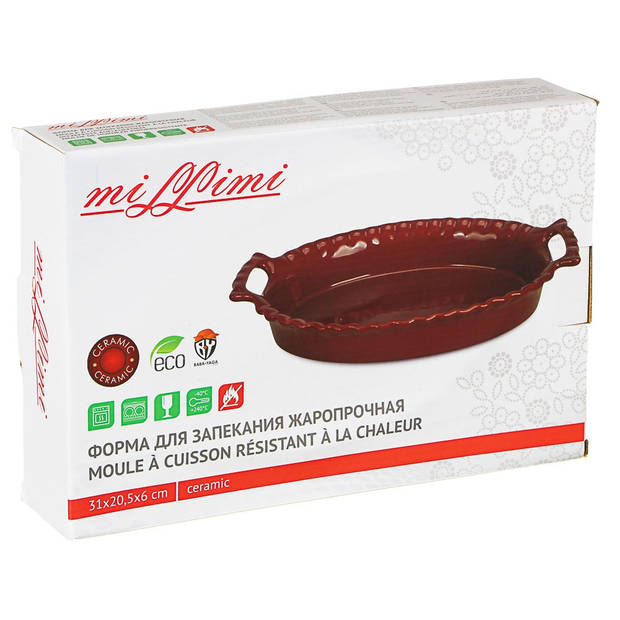 Millimi Keramische Ovenschaal - Saladeschaal - 31 x 20 cm - Rood