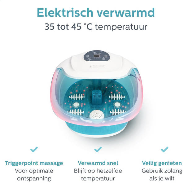 Qumax Elektrisch Verwarmd Voetenbad met massage Rollers – Voetmassage met Vibratie en Bubbels – Incl LCD scherm – Tot 48