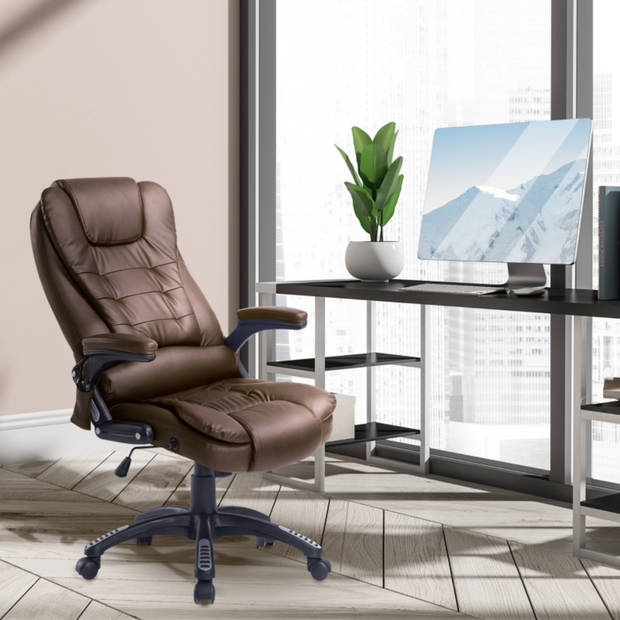 Bureaustoel - Ergonomische bureaustoel - Directiestoel - Stoelverwarming - Massagestoel - Kunstleer - Bruin