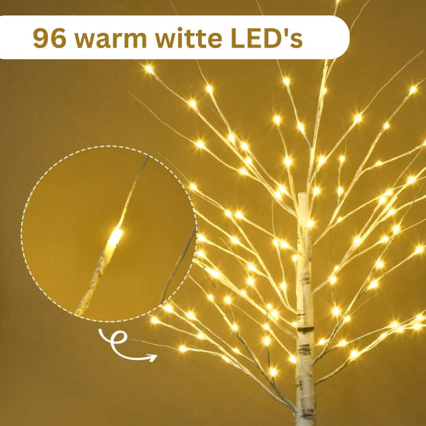 Lichtboom - Lichttakken - Led boom - Kerstverlichting - Lichttak - Kerstversiering - Kerst - 180 cm - 96 LED's - Warmwit