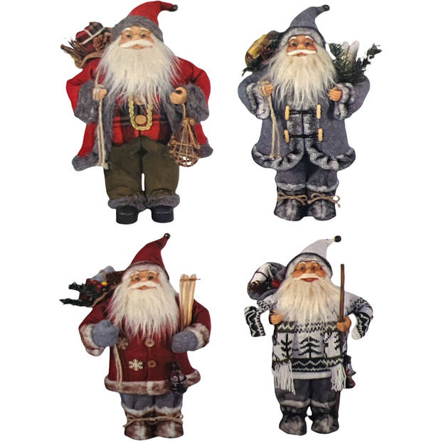 Luxe Kerst Decoratie Kerstmannen - Kerstman-pop - 30 Centimeter - 4 Stuks