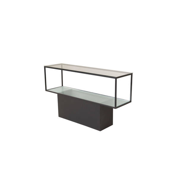 Maglehem wandkast met plank 35x130 cm glas, zwart.