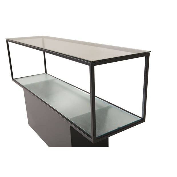 Maglehem wandkast met plank 35x130 cm glas, zwart.