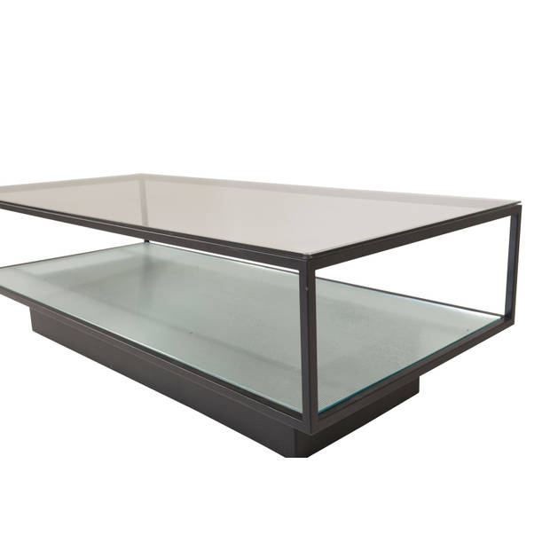 Maglehem salontafel met plank 60x130 cm glas.