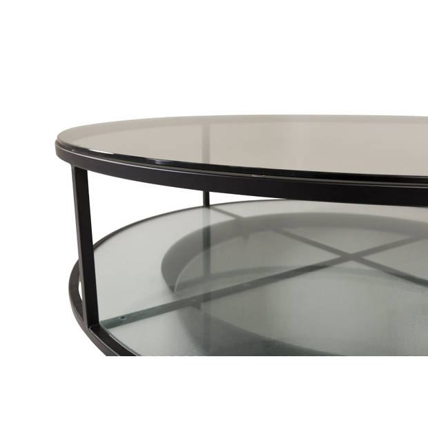 Falsterbo salontafel met plank Ø100 cm glas.