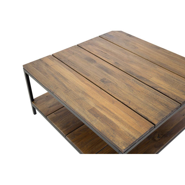 Padang salontafel met plank 80x80 cm teak decor.