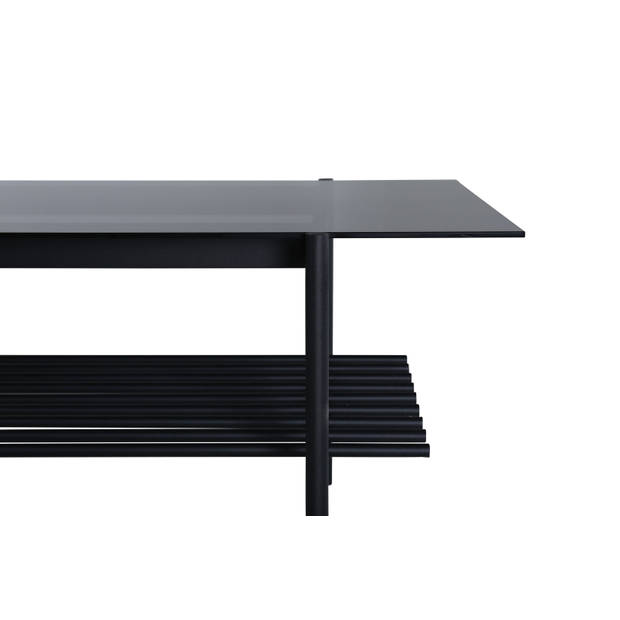 VonStaf salontafel met plank 60x120 cm glas zwart.
